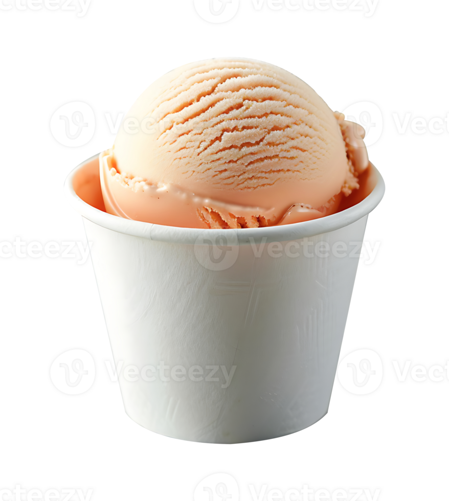 Maple ice cream scoop on blank empty paper cup png