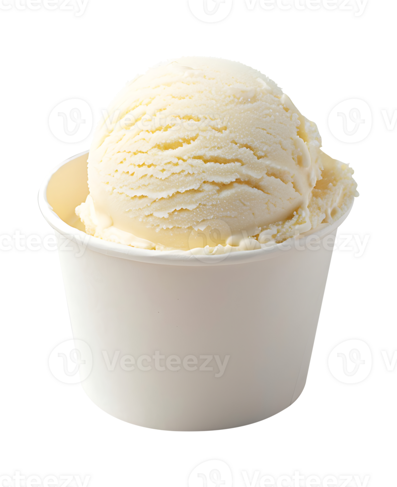Eggnog ice cream scoop on blank empty paper cup png