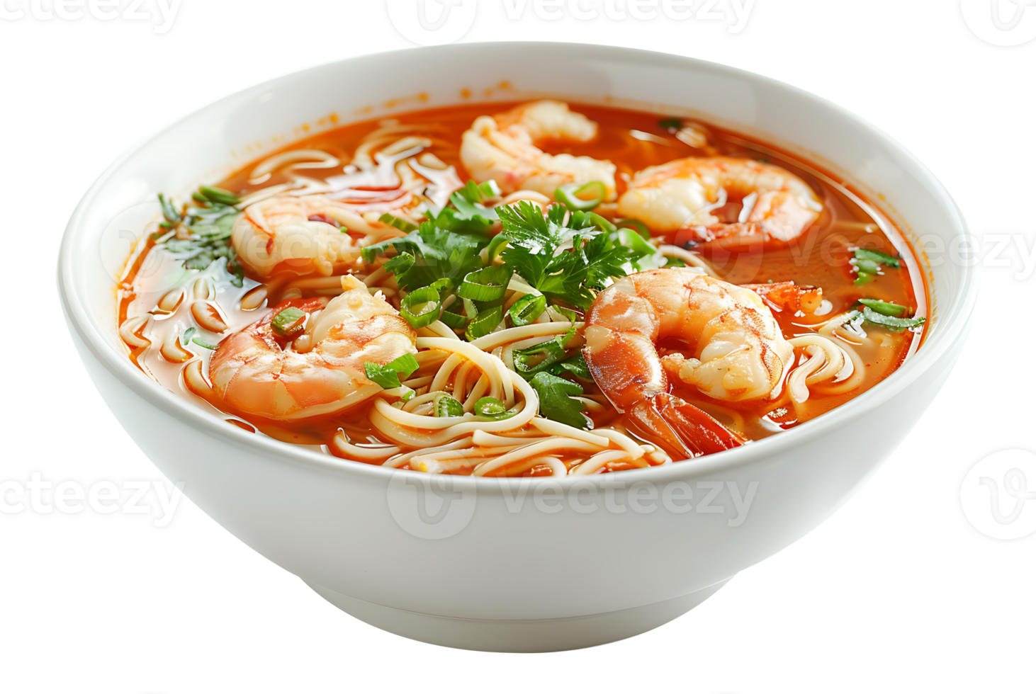 Flavorful soup in a ceramic bowl on a transparent background png