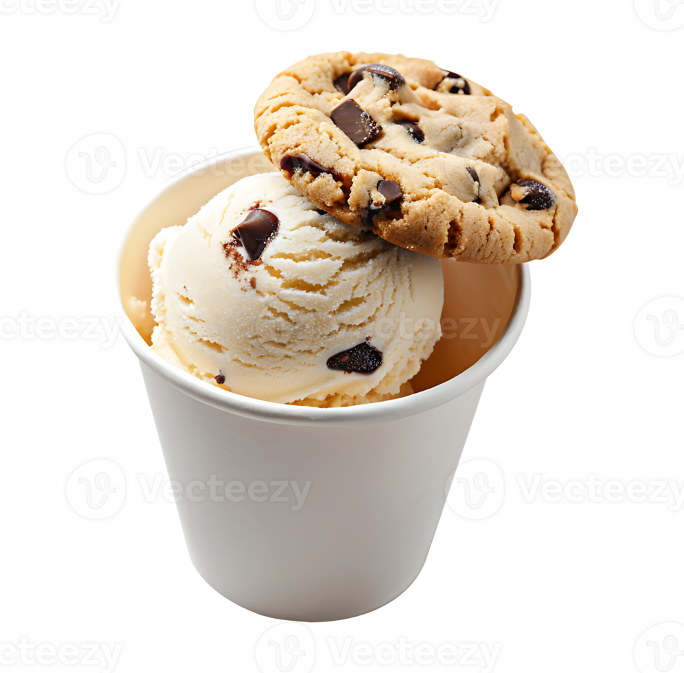 Cookies ice cream scoop on blank empty paper cup png