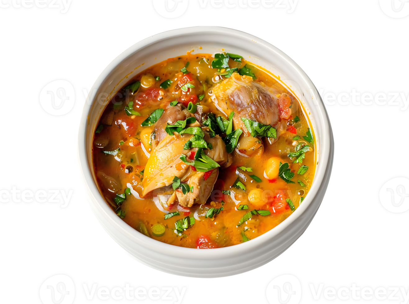 Soup in a ceramic bowl on a transparent background png