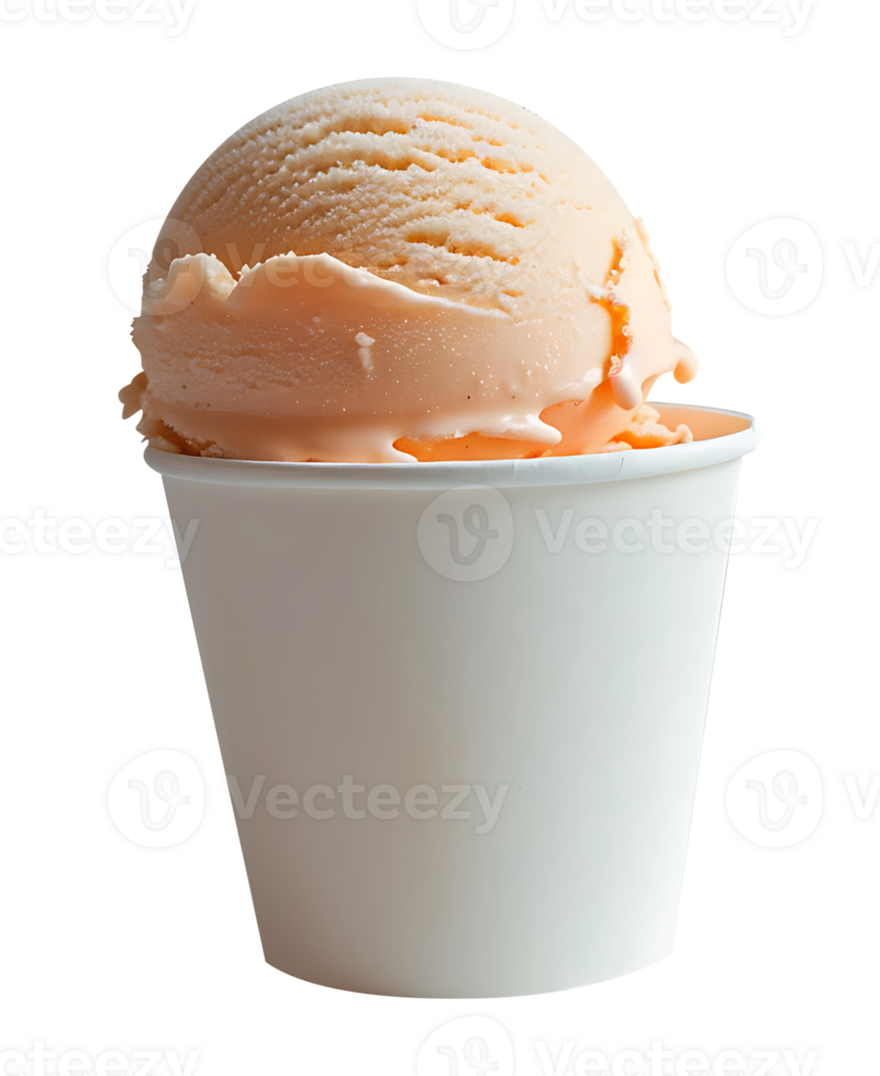 Maple ice cream scoop on blank empty paper cup png