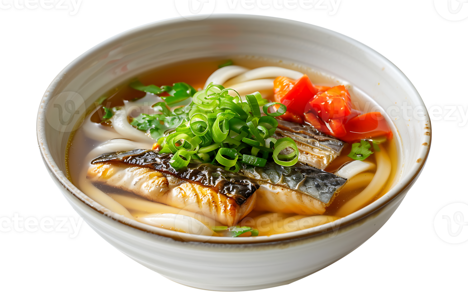 Flavorful soup in a ceramic bowl on a transparent background png