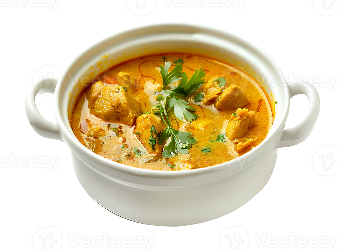 Soup in a ceramic bowl on a transparent background png