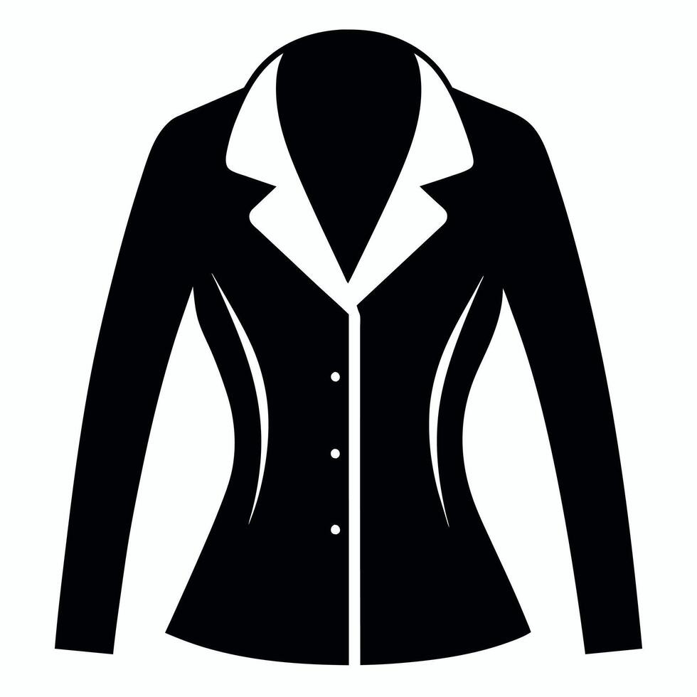 modern and stylish ladies jacket flat style black color illustration, isolated white background vector