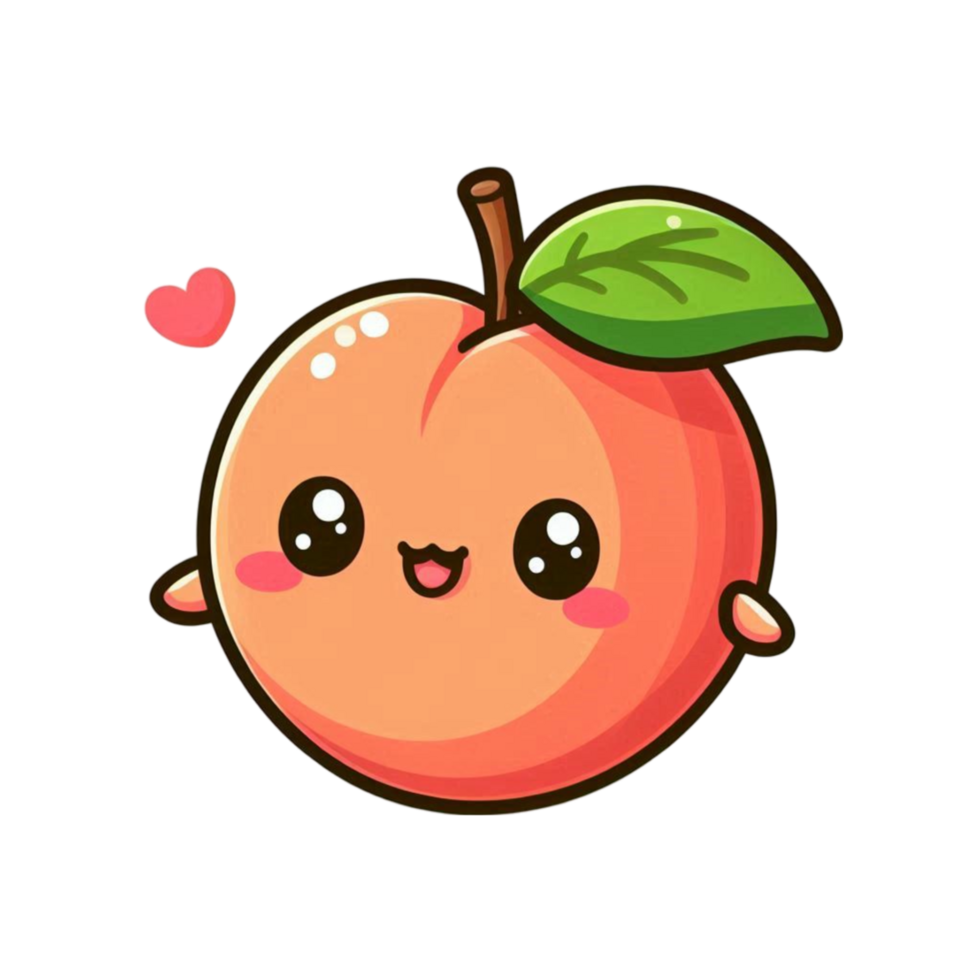 AI-Generated an adorable peach with a heart on its face png