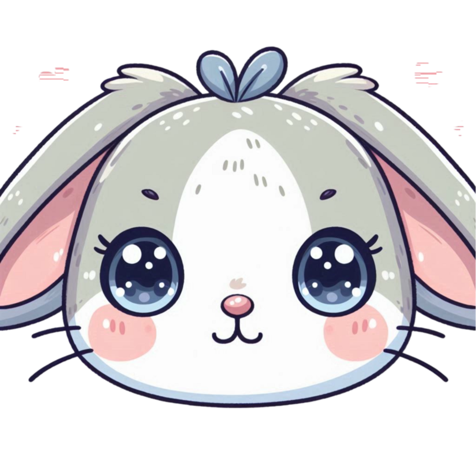 AI-Generated cartoon rabbit face with big eyes and a big nose png