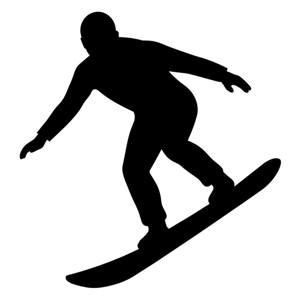 snowboarding man on snowboard black color silhouette isolated white background vector