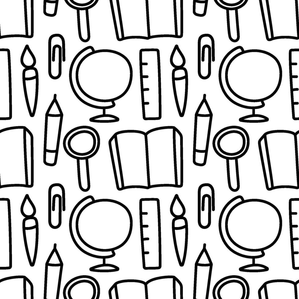 Back to school seamless pattern. Hand drawn illustration. Pen or marker doodle sketch vector