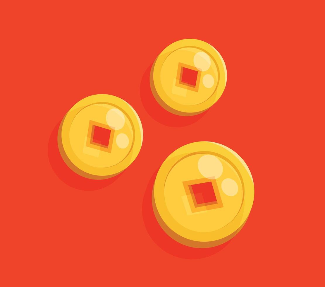 Chinese gold coins vector