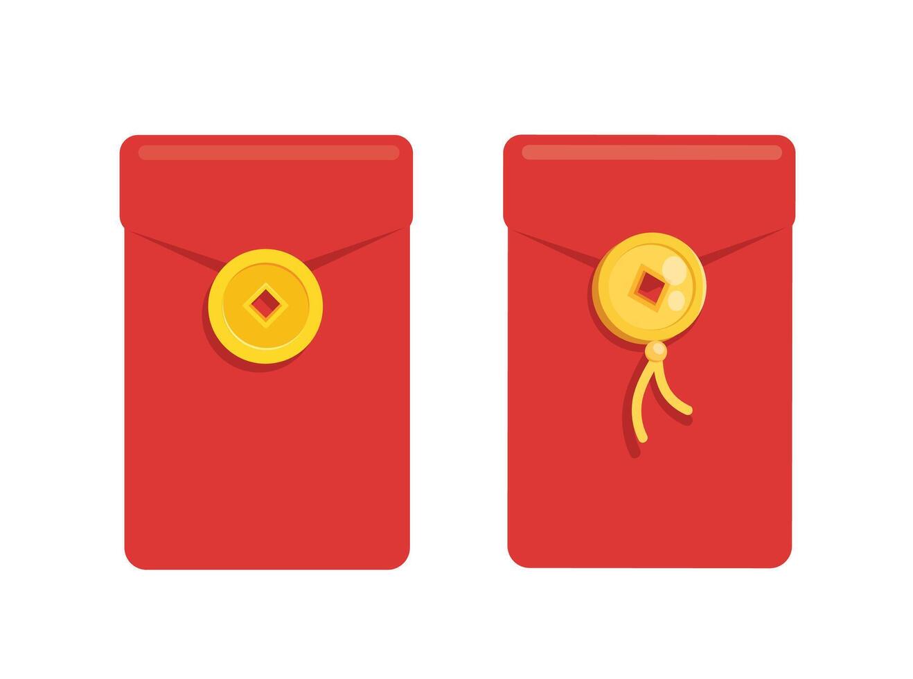 Angpao. Chinese new year with red envelope and gold money vector