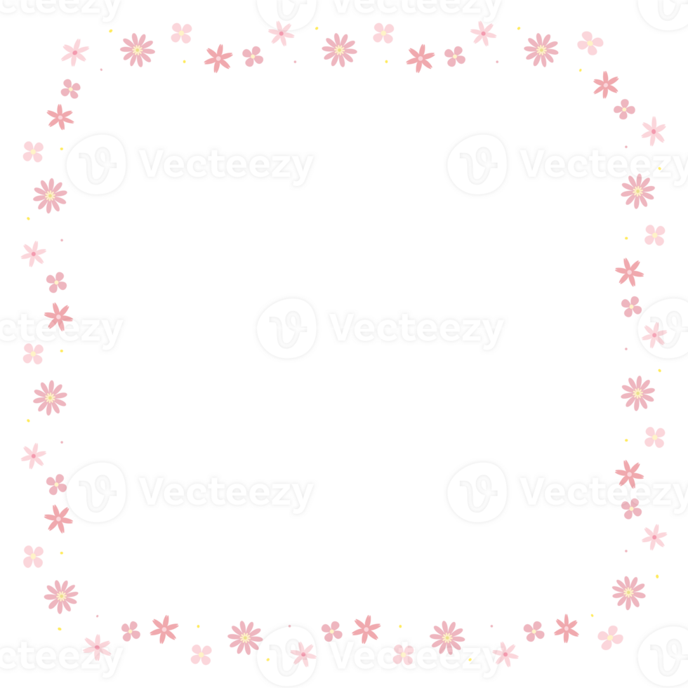 pink flower element on seamless pattern by frame background png