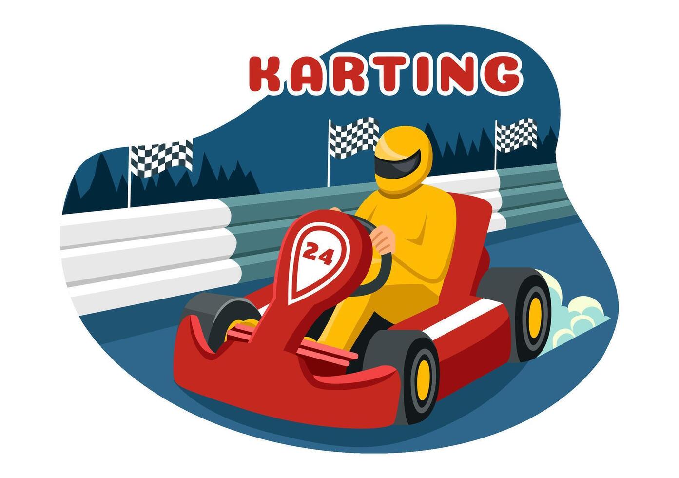 Illustration of Karting Sport with a Racing Game Go Kart or Mini Car on a Small Circuit Track in a Flat Style Cartoon Background Design vector