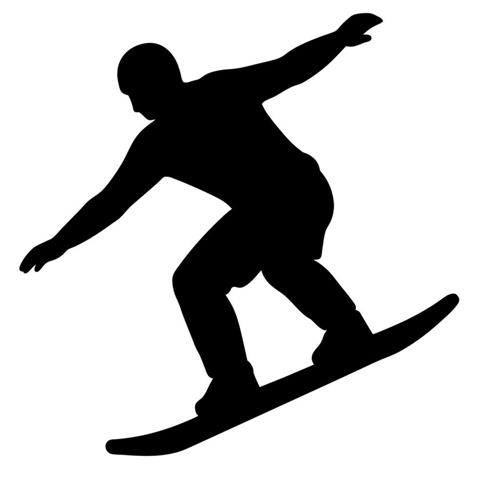 snowboarding man on snowboard black color silhouette isolated white background vector
