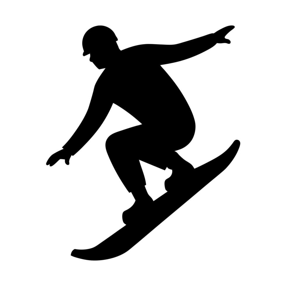 snowboarding man on snowboard black color silhouette isolated white background vector