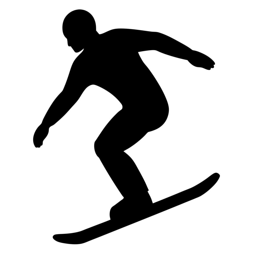 snowboarding man on snowboard black color silhouette isolated white background vector