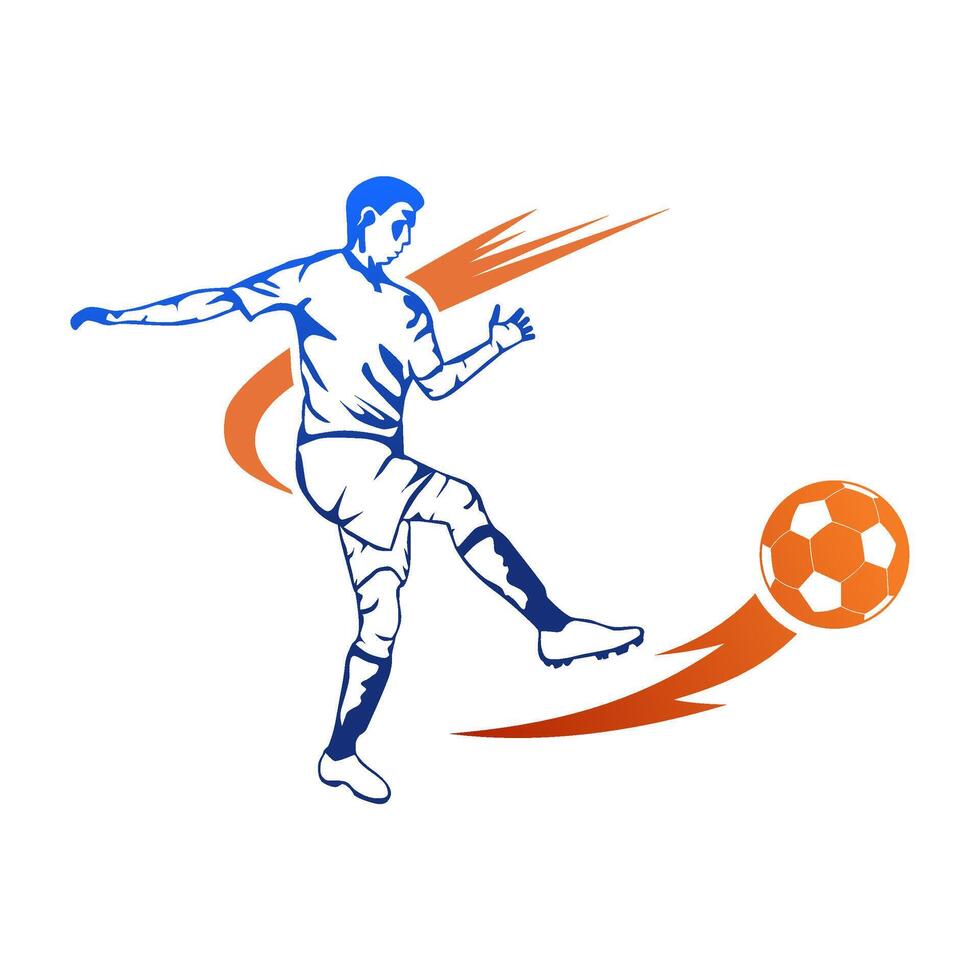 Soccer Player On Fire Kick Illustration vector