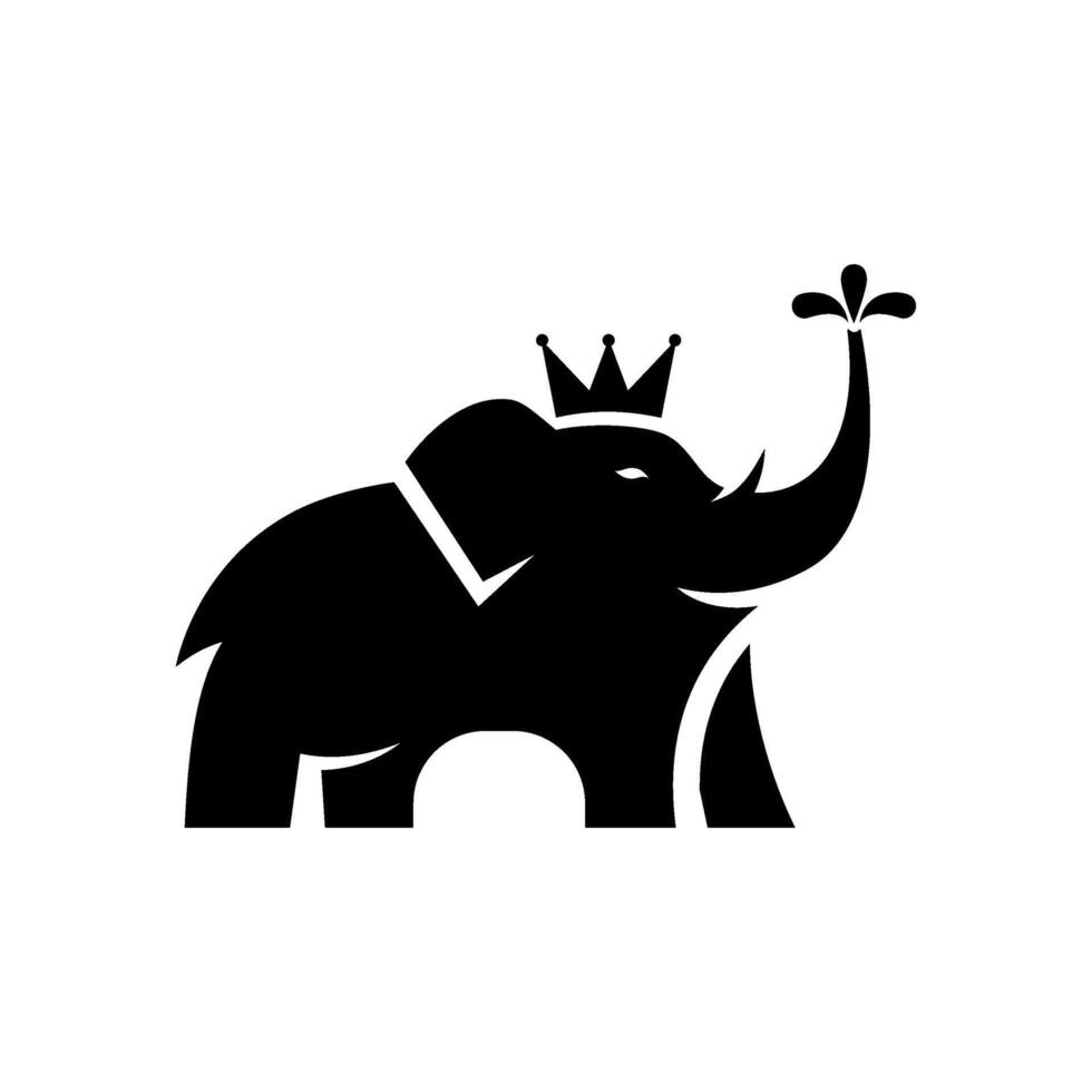 simple elephant with crown logo vector