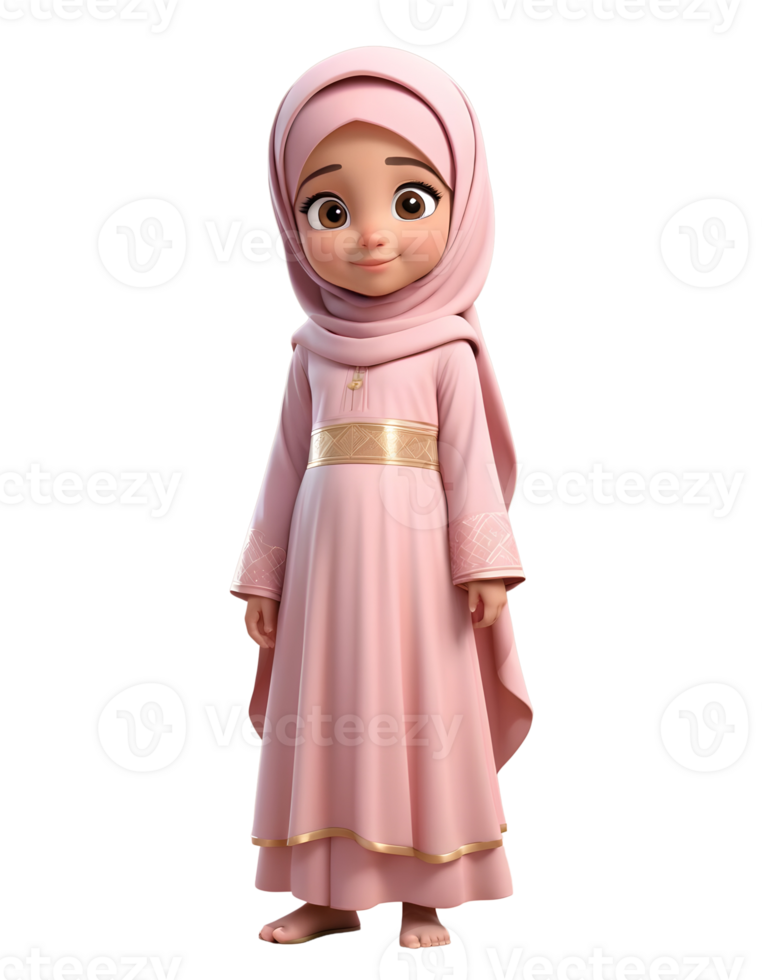 3d character of arab woman using robe and headscarf png