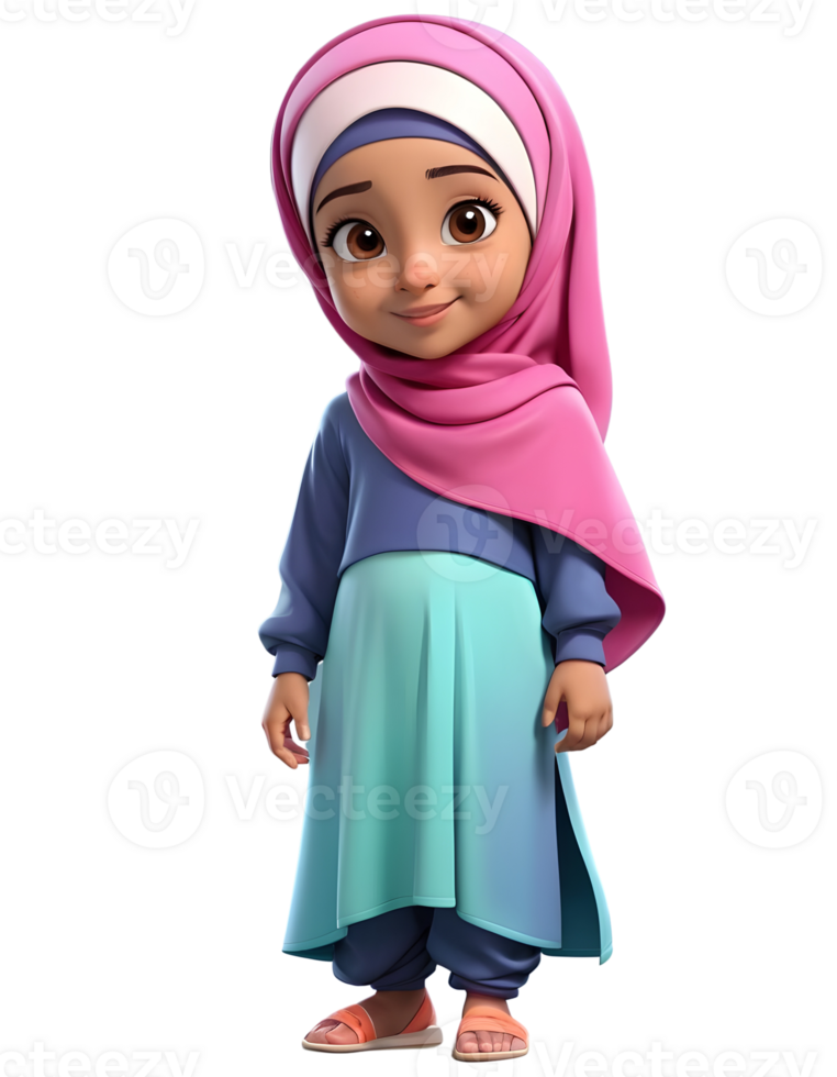 3d character of arab woman using robe and headscarf png
