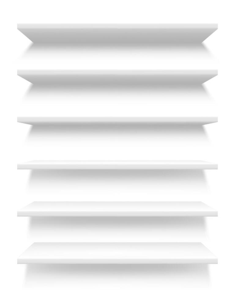 Empty shelves of store or shop realistic mockup vector