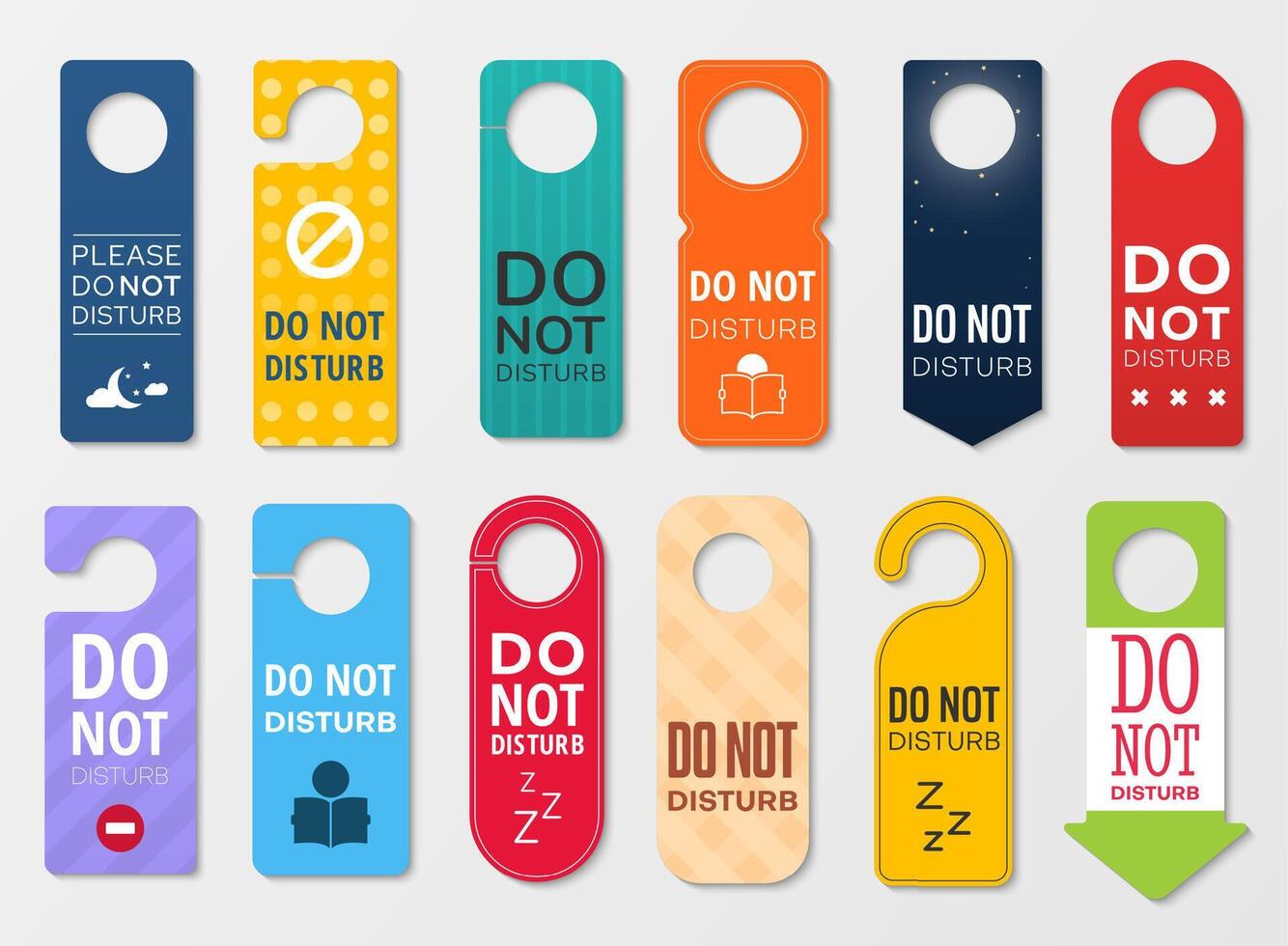 Do not disturb door hanger signs of hotel room vector