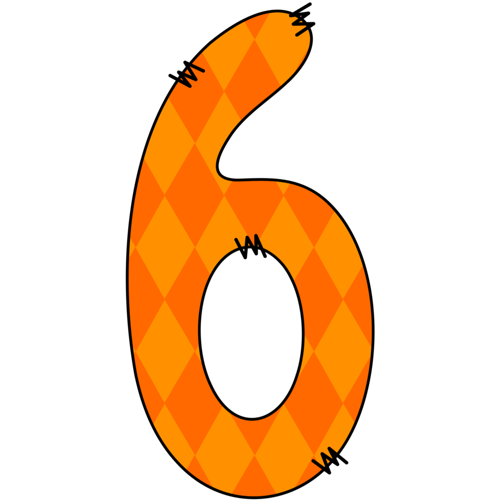 naranja diamante estampado número seis con cosido bordes 46482939 PNG