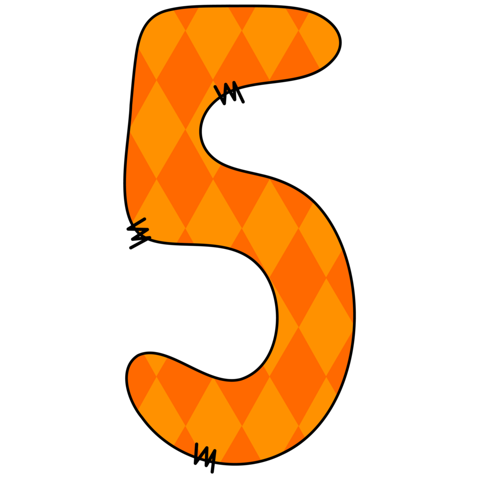 Orange And Black Diamond Pattern Number Five Illustration png