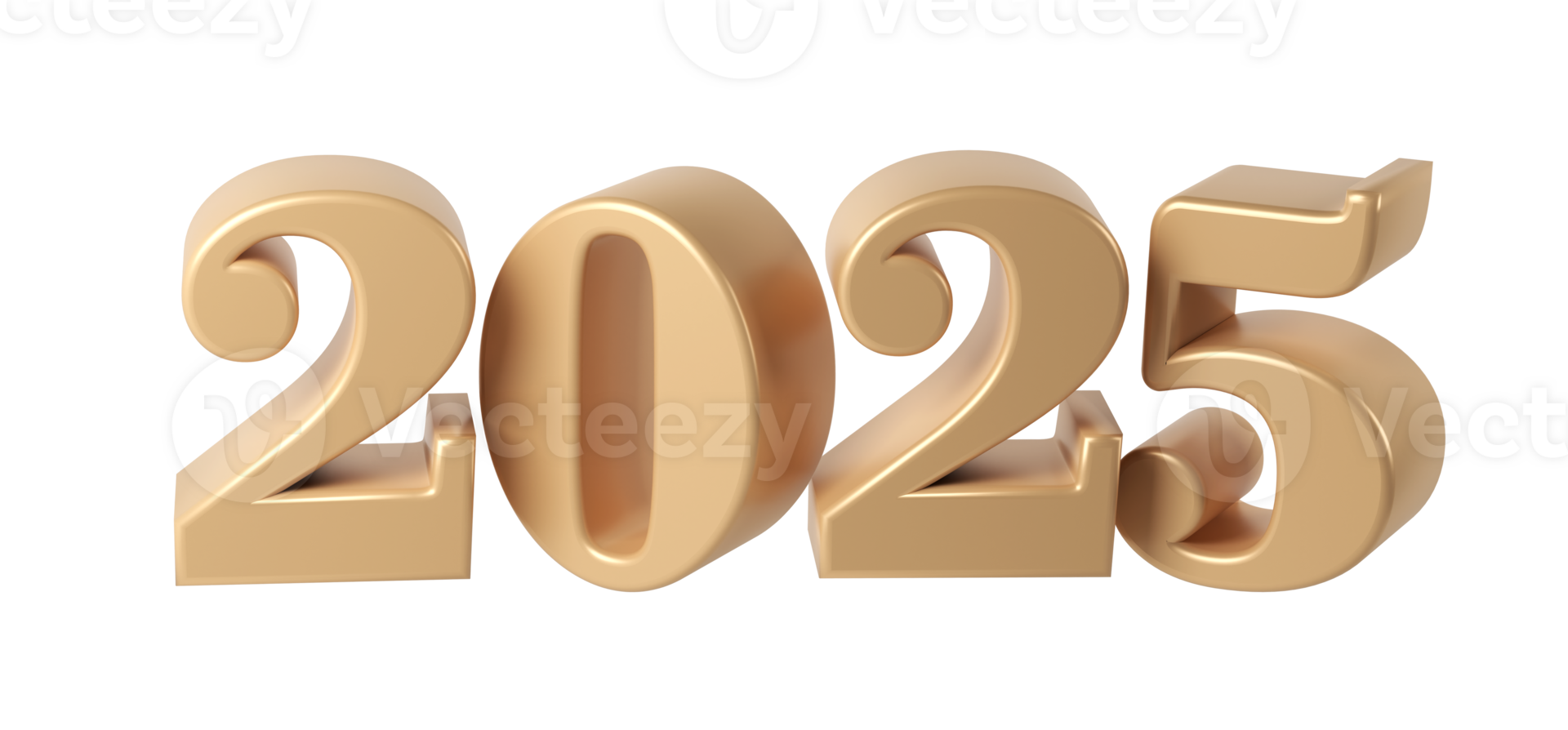 Happy New Year 2025 3D numbers. Holiday christmas gold celebration design. Premium element Illustration for poster, banner, calendar and greeting card png