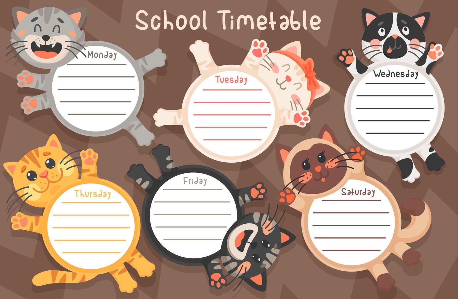 School timetable or schedule template, education vector