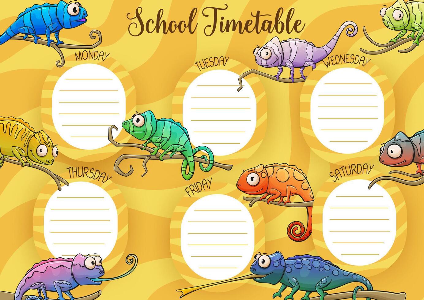 School timetable schedule template, education vector