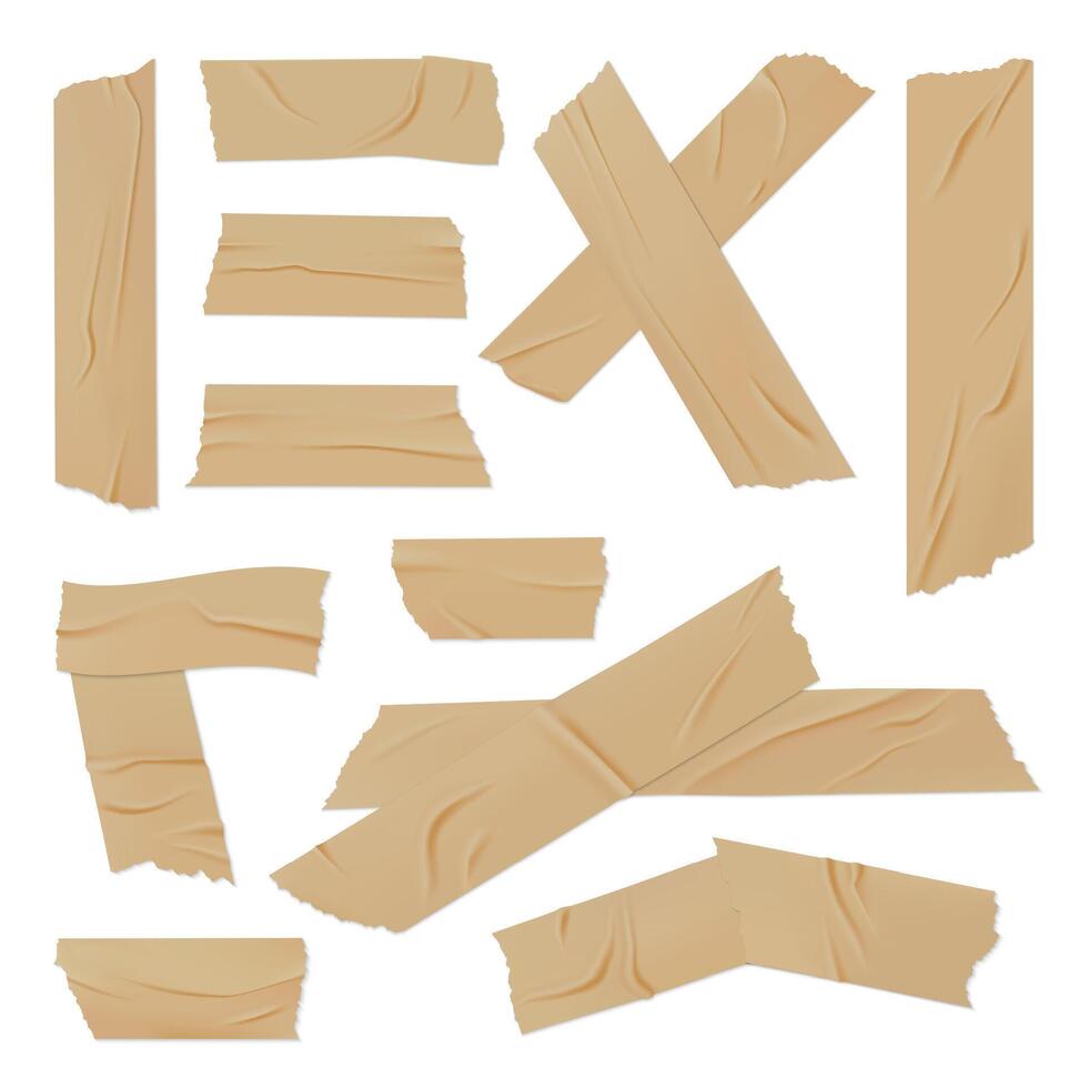 Duct tape pieces, isolated adhesive stripes vector