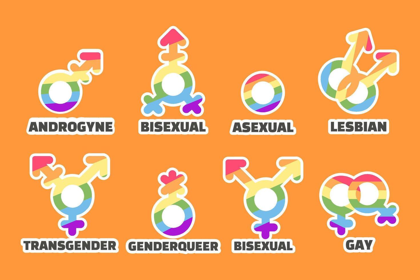 LGBT symbols collection stickers vector
