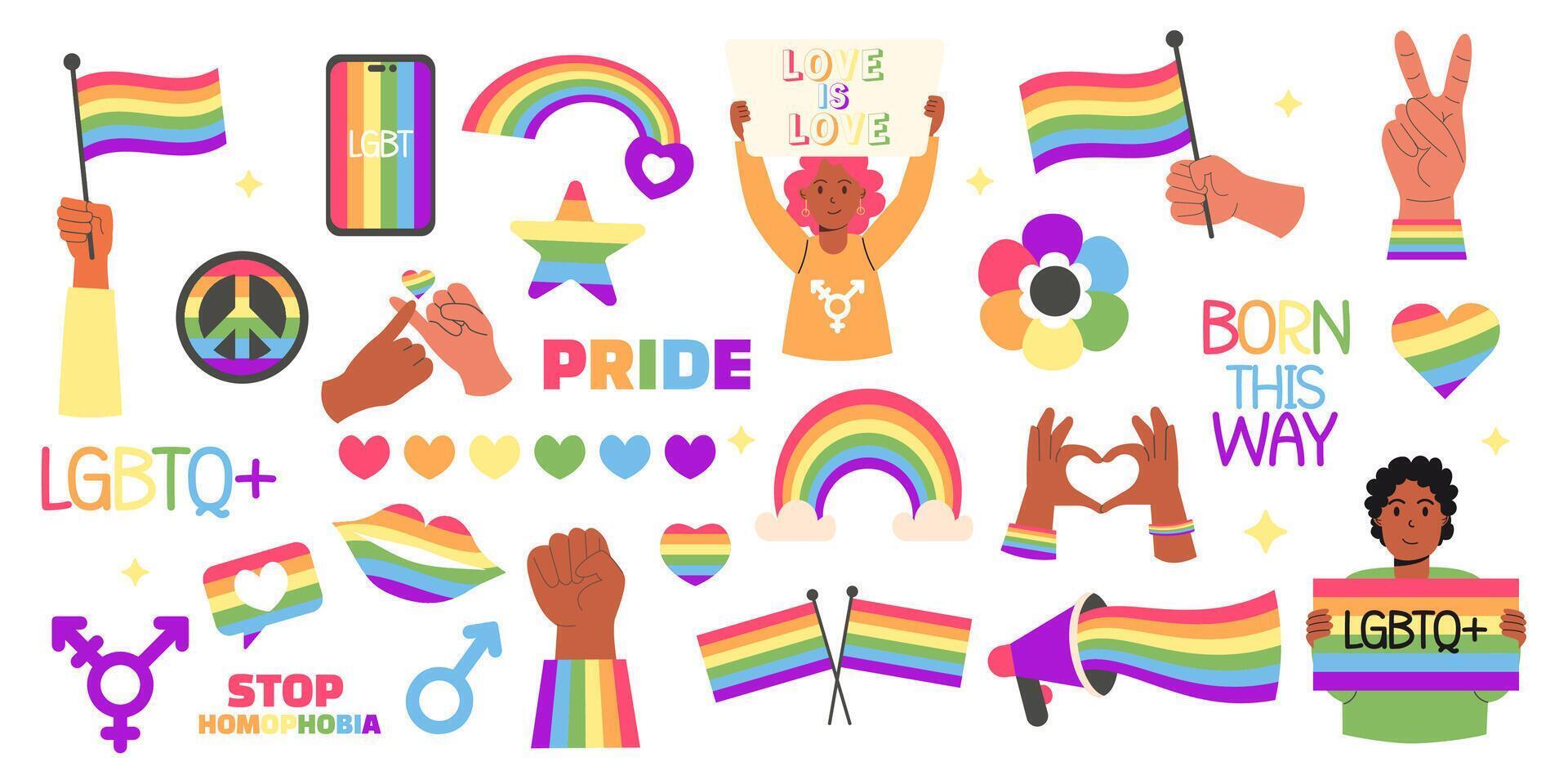 Lgbt elements collection pride month vector