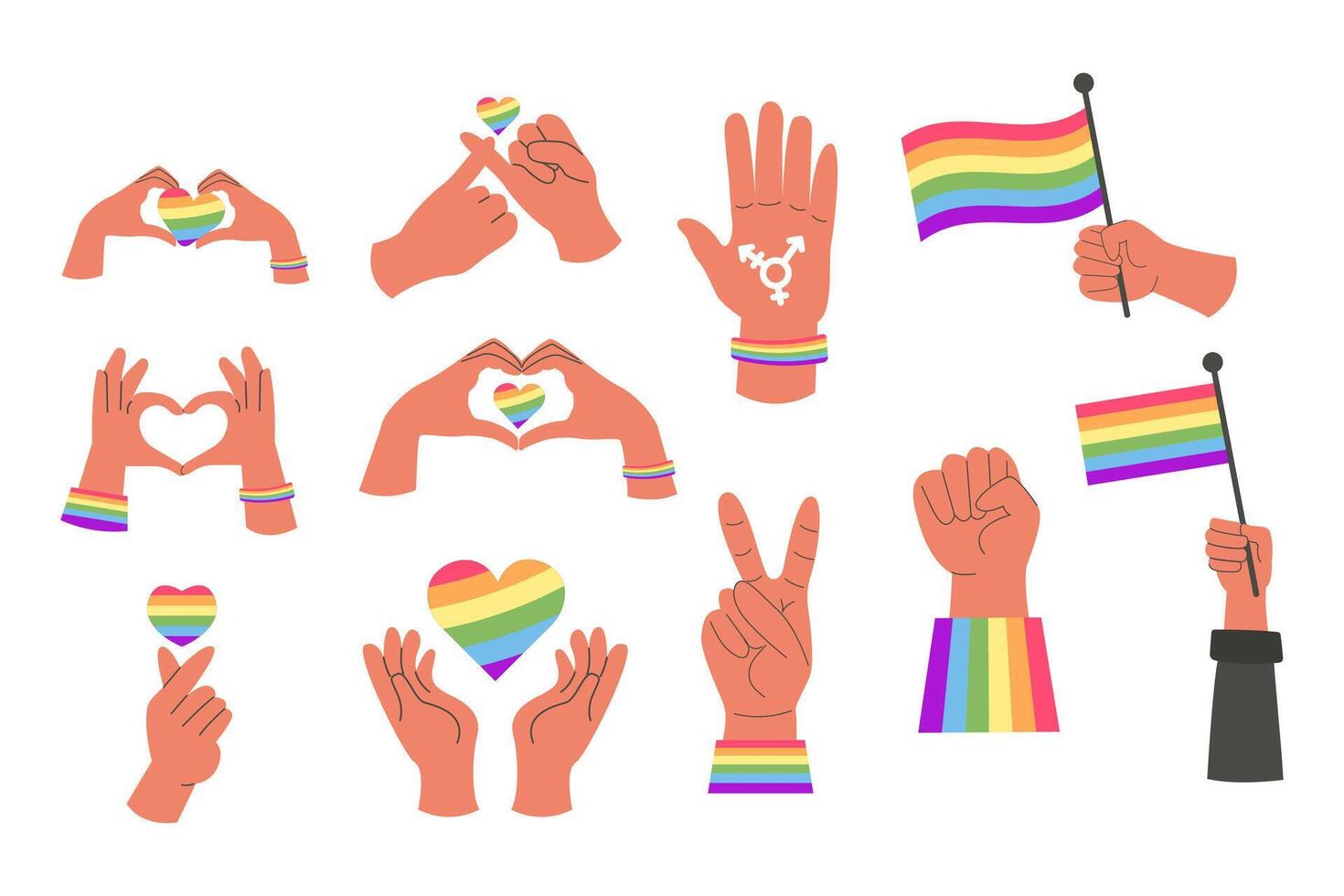 LGBT hands with heart and flag vector