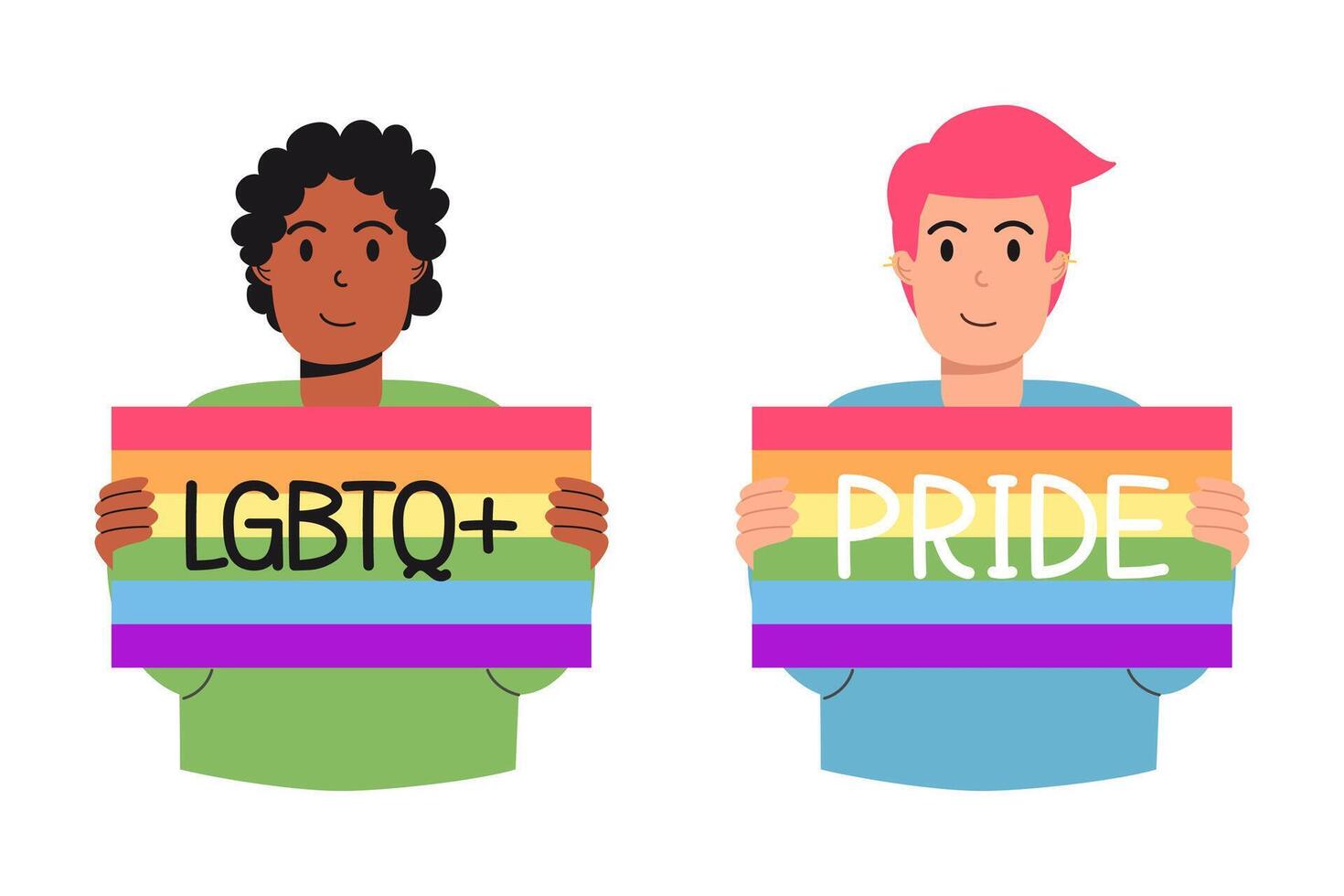 International different lgbt men holding posters protests vector