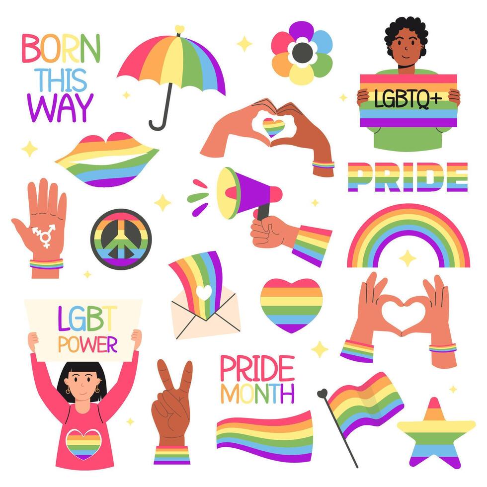 Lgbt collection pride month flat style vector