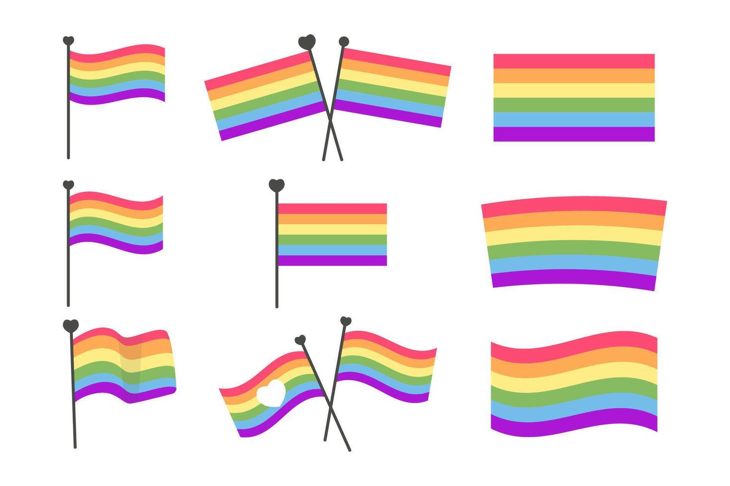 Collection pride flag flat style vector