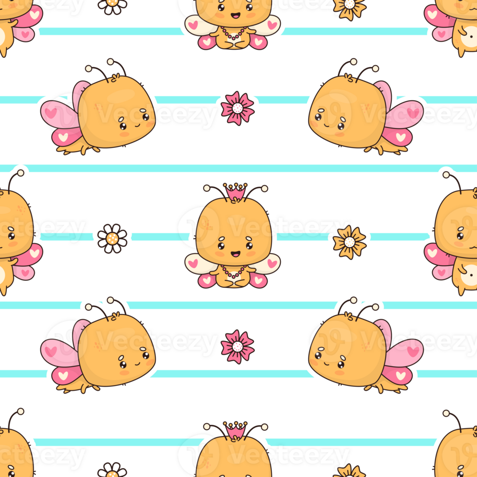Seamless pattern with funny butterfly character png