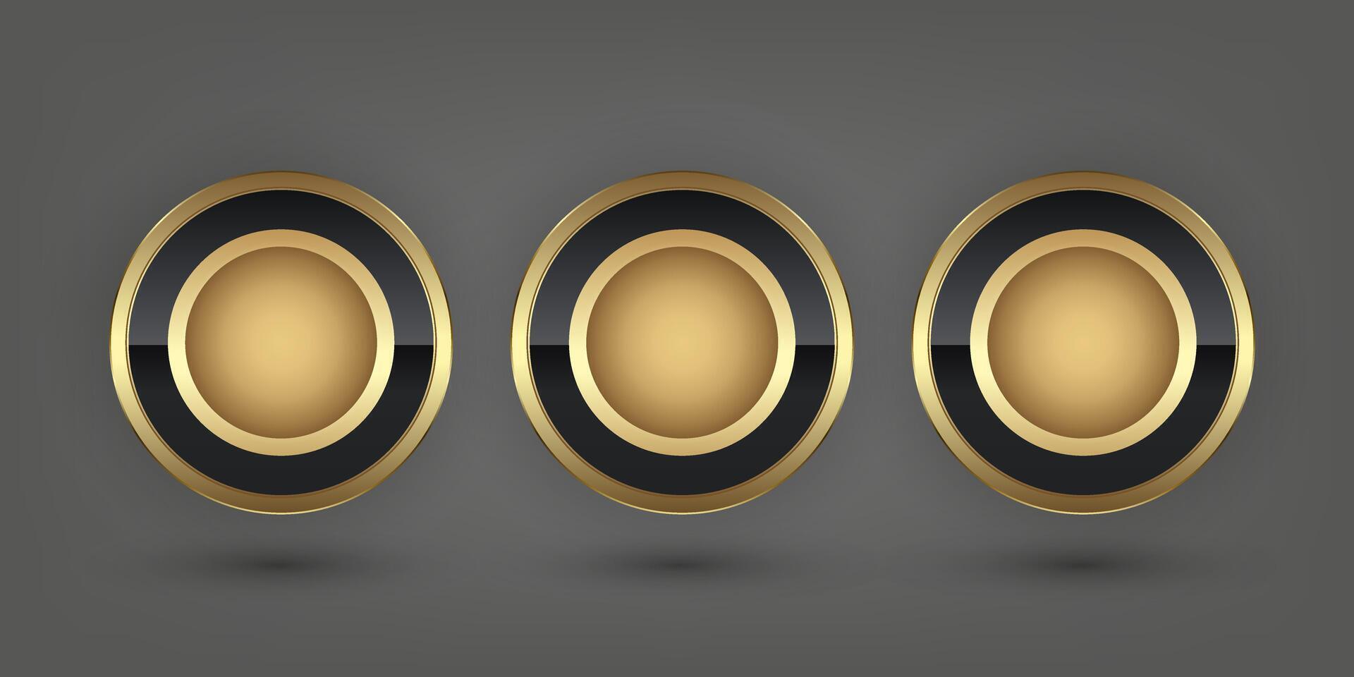 collection of three golden circles with a smooth gradient. with the center being slightly lighter. giving it a realistic in three-dimensional appearance. design vector