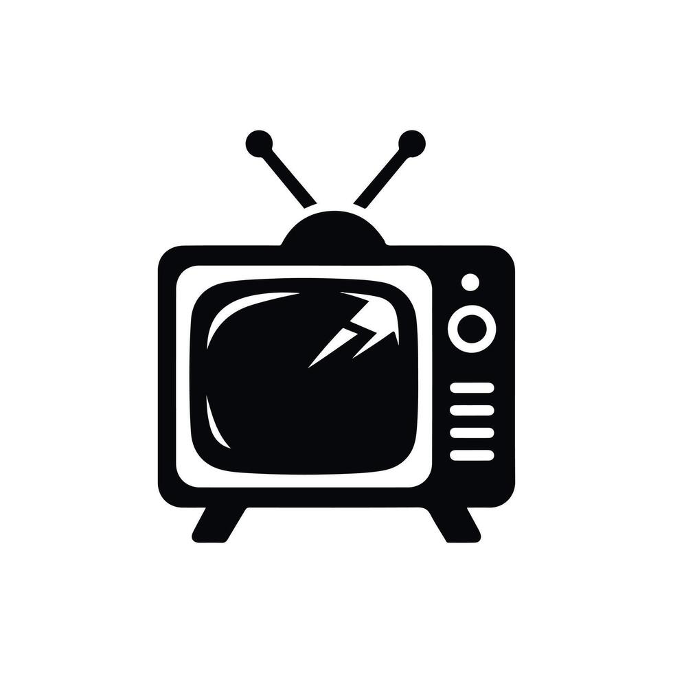 Television black silhouette with white color background vector