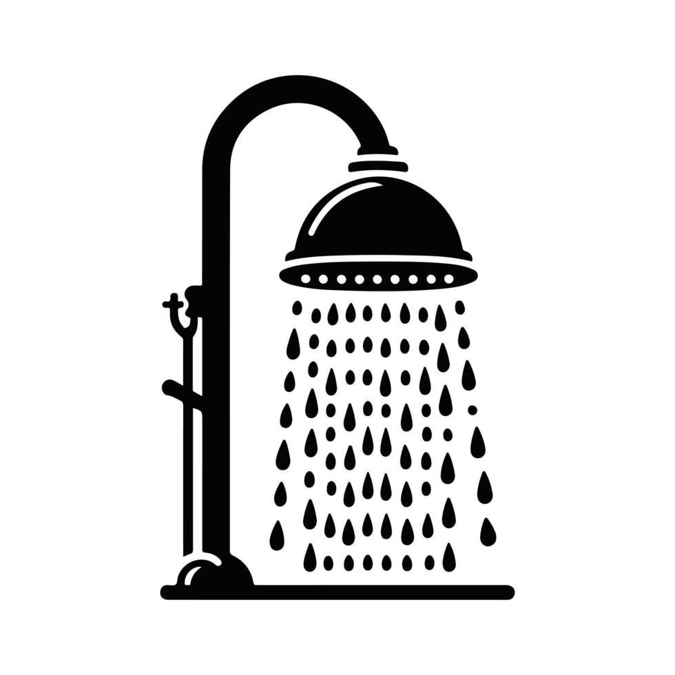 Shower silhouette with white color background vector