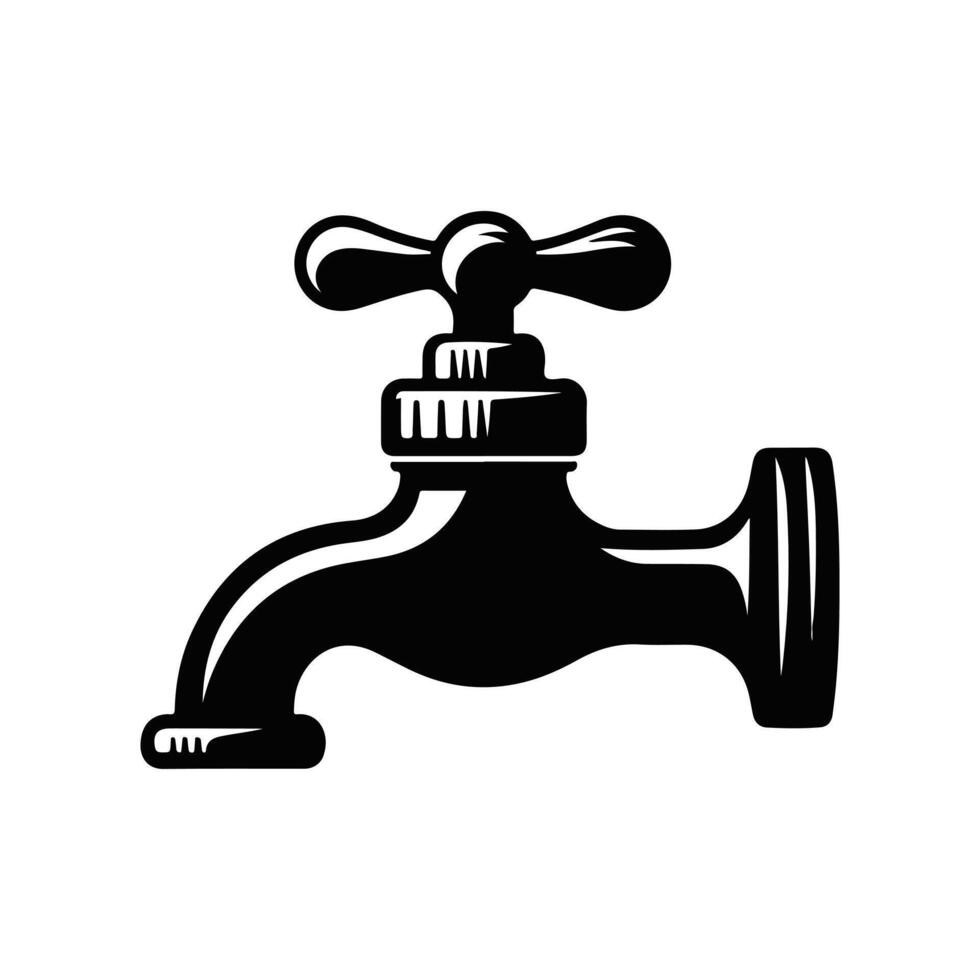 Tap black silhouette with white color background vector