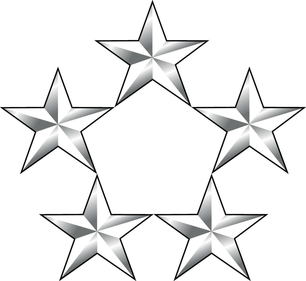 Five stars army, military, award, medal, honour, reward Navy 5 star service, score, silver detailed realistic medal icon for apps, UI, template and websites. Customer review quality satisfaction eps vector