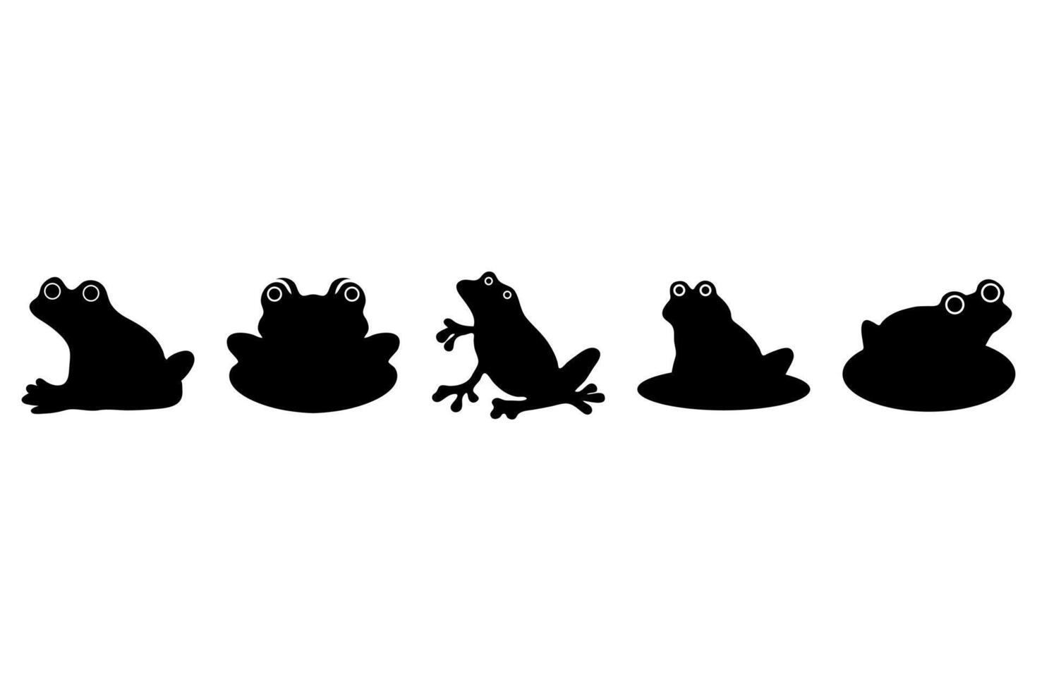 Simple frog illustration design set vector