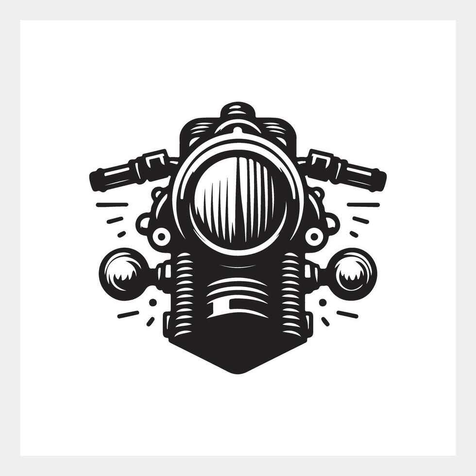 Dynamic motorcycle headlight logo, modern design featuring sleek surface detail for bold branding vector