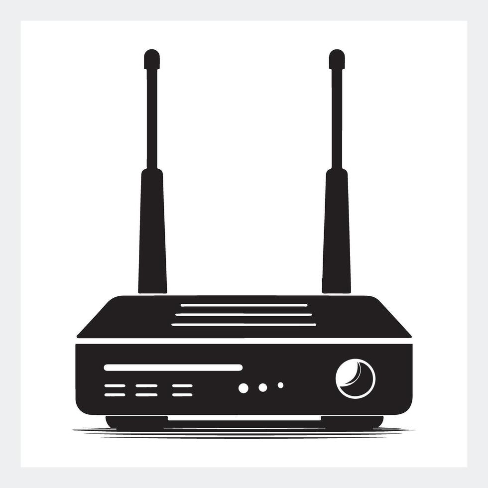Sleek router silhouette, stylish black and white design for modern tech inspiration. vector