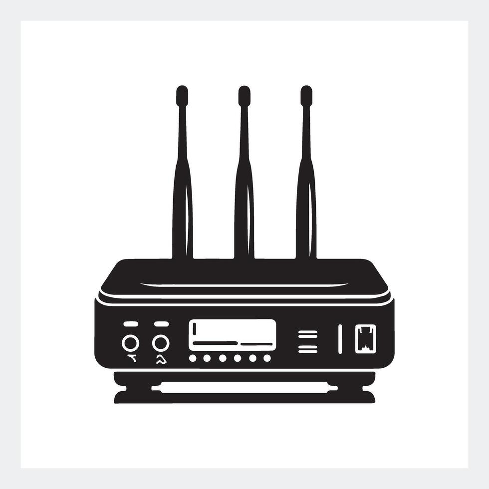 Sleek router silhouette, stylish black and white design for modern tech inspiration. vector