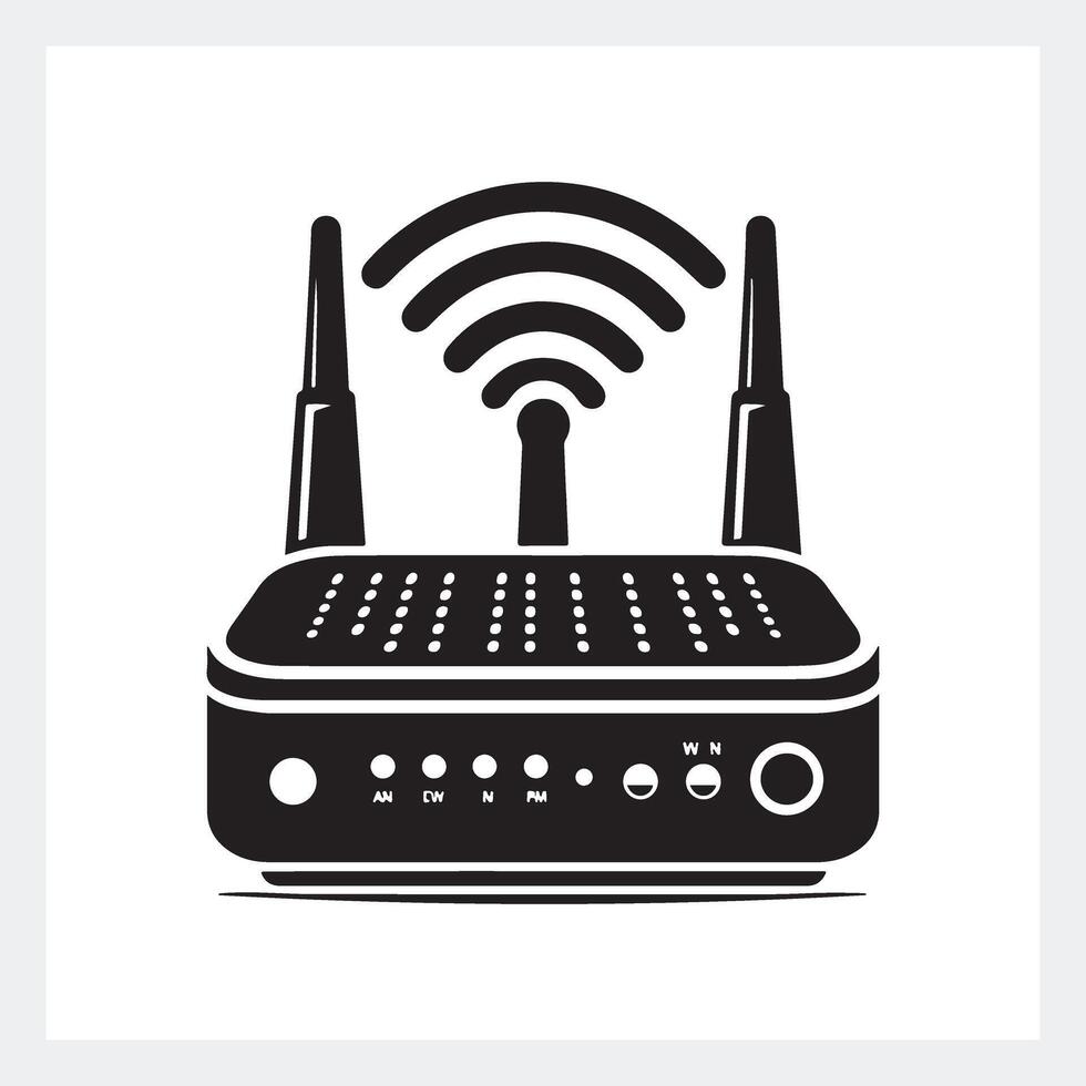 Sleek router silhouette, stylish black and white design for modern tech inspiration. vector