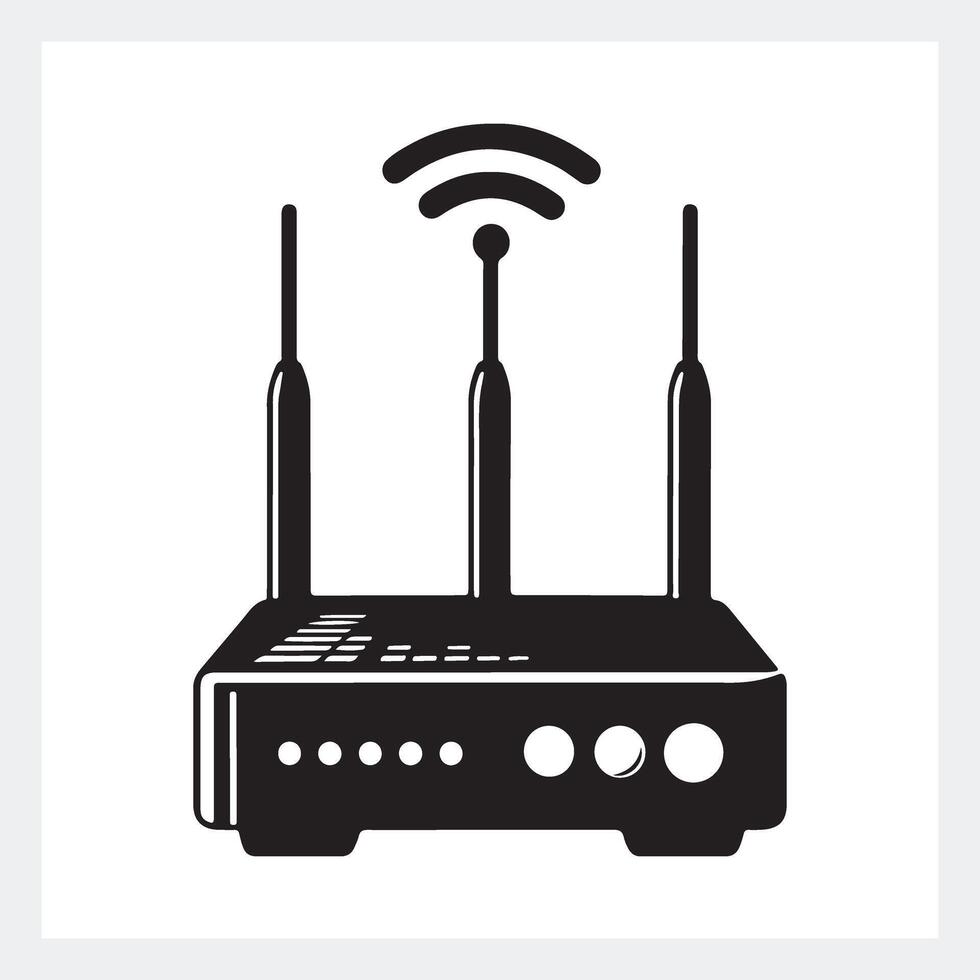 Sleek router silhouette, stylish black and white design for modern tech inspiration. vector